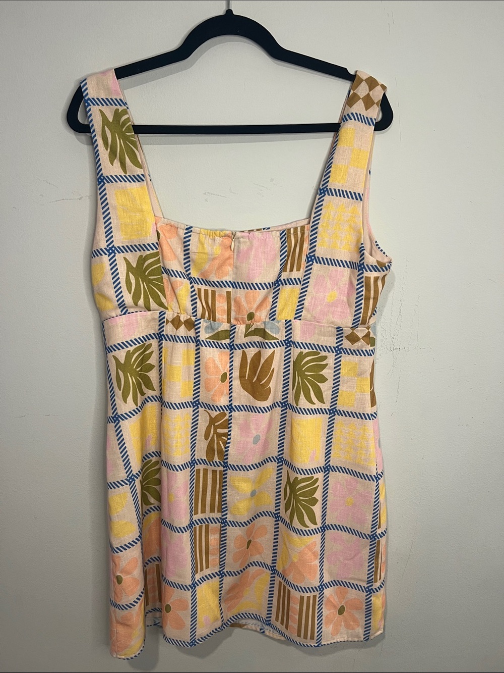 Lulu's Square-Neck Patchwork Mini Dress in Pink, Yellow & Olive- NWOT Women’s XL - Picture 4 of 5